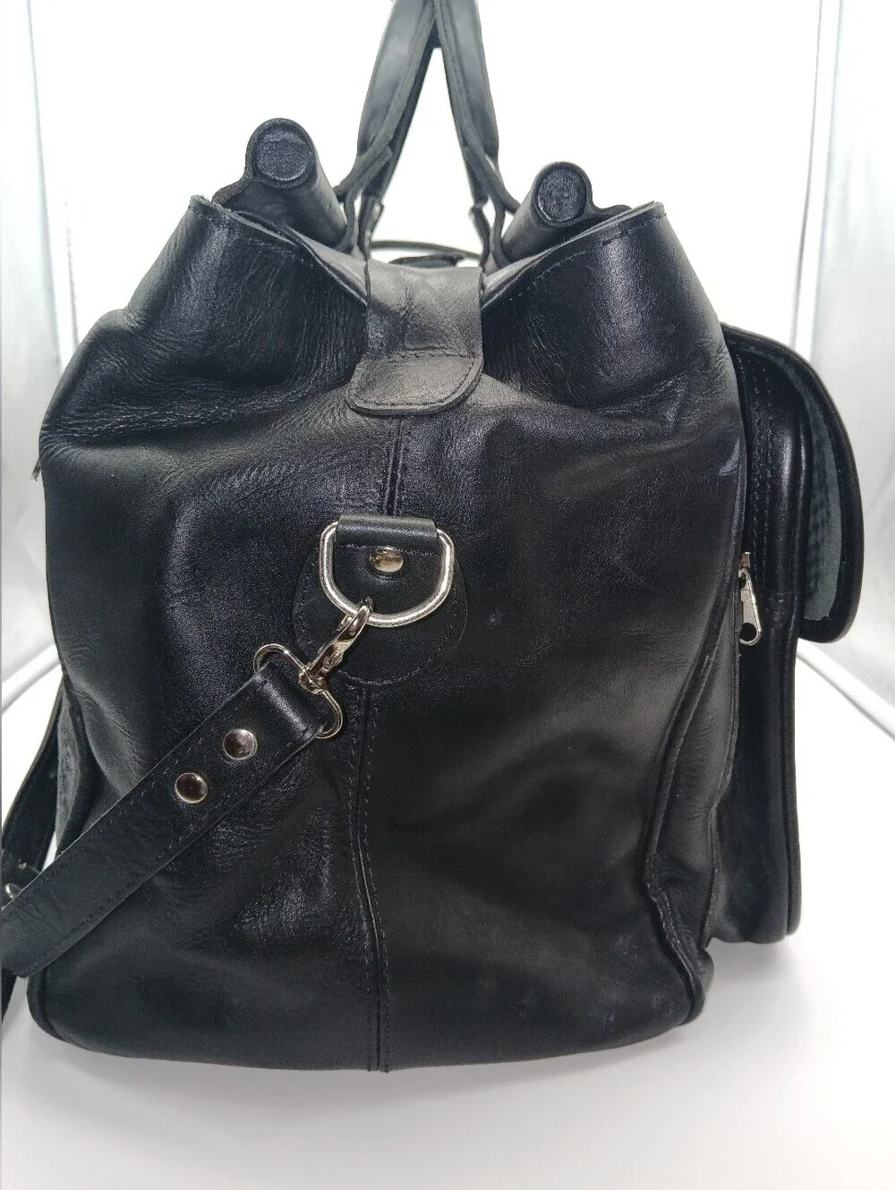 Ropin West Black Hand-tooled Leather Duffle/Carry-on 741 Bag